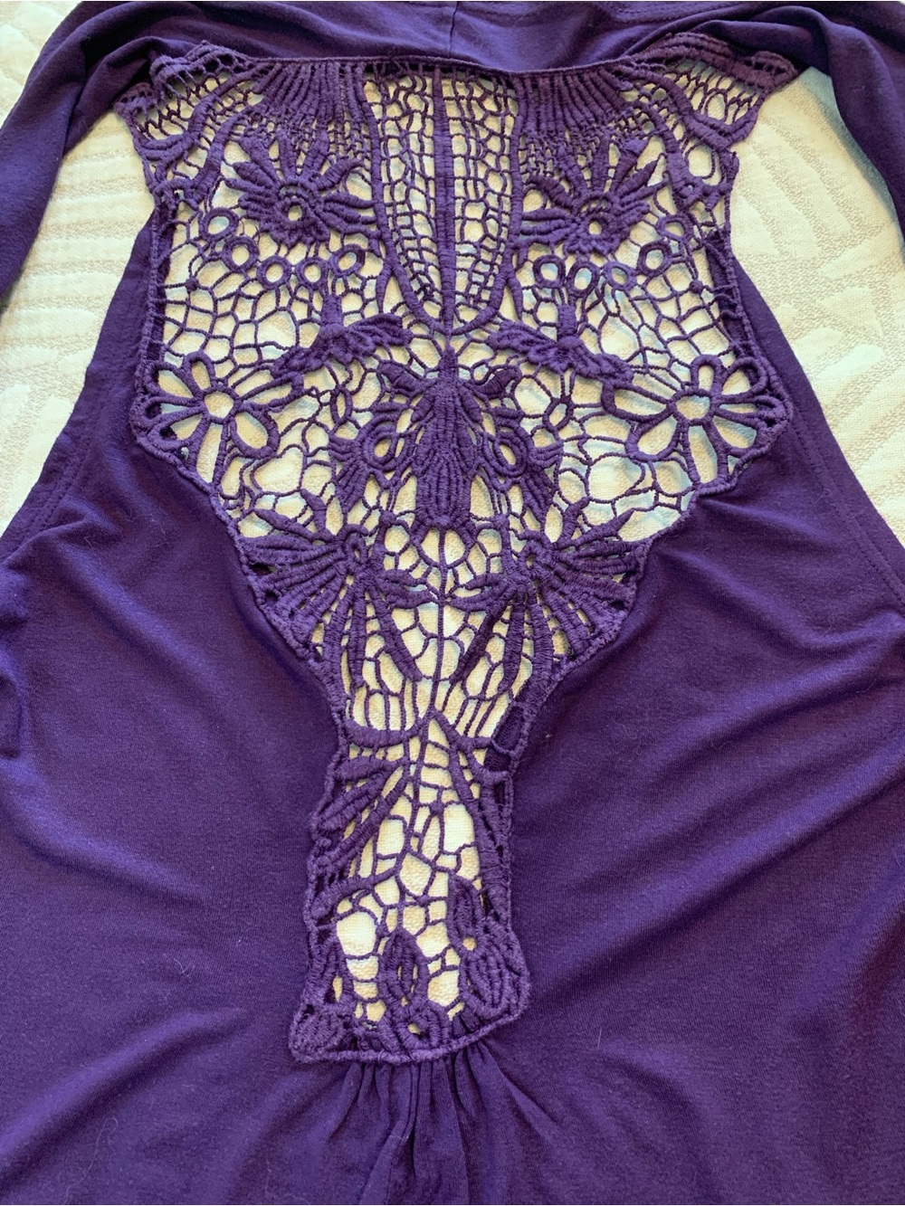 Sleeveless Draped Crochet-Back Vest in Deep Purple Women’s Large Asymmetrical - Picture 14 of 16